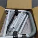 Toilet Seat Riser Adjustable Height Elevated Shower Commode Chair with Handles and Thick Soft Pad Heavy Duty 350lbs Bedside Commode Chair for Elderly Handicap Pregnant Easy to Assemble (Medium, White)