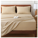 HYPREST Deep Pocket Queen Sheets Beige-100% Cotton Sheet Sets Fits 18"-24" in Deep Mattress, Hotel Luxury Soft Wrinkle Free Cooling Sheet Sets for Queen Bed Deep Pocket