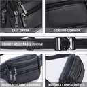 Leather Fanny Pack for Women and Men, Water-Resistant Waist Bag with Genuine Cowhide, Adjustable Leather Belt Bag with Easy Zipper, Multiple Compartments, Large Capacity
