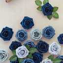 Ling's Moment Artificial Flowers, 25Pcs 3" Roses in Dusty Blue Shades, Realistic DIY Foam Floral Decor for Wedding Bouquets/Centerpieces, Outdoor Party Backdrops, Room/Table, and Garden/Pot Decoration
