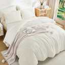 Andency California King Comforter Set Ivory - 7 Pieces Bed in a Bag Cal King Bedding Comforter Sets, Tufted Lightweight Fluffy Bed Set with Comforter, Sheets, Pillowcases & Shams