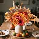 Artificial Fall Flowers Bouquet for Decoration, Fall Fake Silk Flower Arrangements Faux Autumn Flowers Fall Decorations for Home Indoor Office Wedding Bride Bouquets Tables Centerpieces Fall Decor