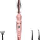 Heated Round Brush 1/2 Inch Small Curling Brush,Volumizing Thermal Brush 0.5 Inch Ceramic Tourmaline Heated Hot Ionic Iron, Tiny Curling Wand Hair Styler Tool (Pink, 0.5 inch)