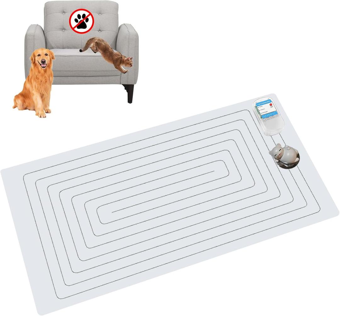 SEERWAY Scat Pet Shock Mat with Tester, Shock Pads for Dogs and Cats Training Indoor, Electric Repellent Mat Keeps Pets Off Couch, Sofa, Counter Top, 3 Training Modes, Battery Operated