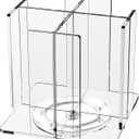 Cup and Lid Holder, 4 Compartment, Square | Rotating Coffee Cup Dispenser Lid Carousel for Restaurant, Buffet, Coffee Station, Bar, Countertop, Clear Acrylic