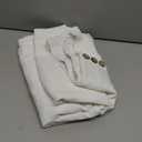 EVALESS Womens High Waisted Button Pleated Wide Leg Pants Beach Vacation Trouses (Medium, White)