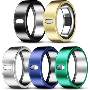 Pack of 4  Cover Compatible with Oura Ring Gen 4/Oura Ring Gen 3 Horizon/Heritage, Surport Charging with Cover on, Anti-Scratch TPU Protector for Oura Rings Accessories Women Men (Size 9) (Black+Silver+Gold+Blue+Green)