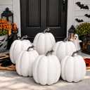 VioraWhite 6 Pcs Large White Pumpkins for Outdoor Porch Halloween Decor
