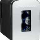 Frigidaire Portable 9-Can Mini Cooler Fridge, 5L, Brushed Stainless Rugged, Window, EFMIS189-SS, Clear Door, Glass