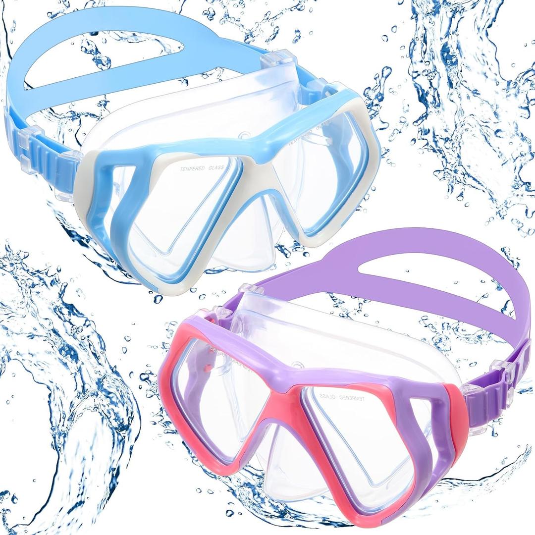 Weewooday 2 Pcs Adults Swimming Goggles with Nose Cover Antifog Clear Diving Mask Clear Wide View No Blurring Tempered Glass Swim Goggle for Adult Men Women Youth
