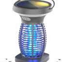 Solar Bug Zapper Outdoor, Mosquito Zapper Outdoor Waterproof Electric Fly Zapper Rechargeable Mosquito Killer with Solar Panel, 4200V Fly Trap Indoor for Home Backyard, Patio, Garden, Camping (Light Grey)