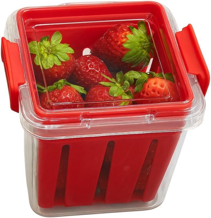 Home & Style Produce Storage Container with Colander  Rinse, Drain & Keep Fruits Fresh  BPA-Free Fridge Fruit Saver with Lid  Ideal for Strawberries, Blueberries & Vegetables