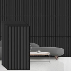 Nuanchu 18 Pack 4x2 FT 3D Slat Wall Panels Large PVC Fluted Panel Decorative Cuttable Glue up Drop Ceiling Tiles for Interior Wall Art Living Room Bedroom Bathroom TV Background Studio(Black)