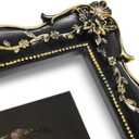 SIMON'S SHOP Black Picture Frame 11x14 with Mat, Gothic Halloween Decor