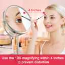 ALHAKIN 10x Magnifying Makeup Mirror, 8 Inch Tabletop Mirror with 1X/10X Magnification Double Sided, Standing Bathroom Makeup Mirror for Desk, Nickel
