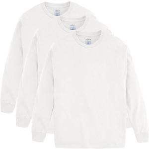 Hanes Boys ComfortSoft Long-Sleeve T-Shirt Pack, Cotton Tees for Boys, 3-Pack (White, XL)