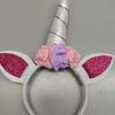 FlashingBlinkyLights Light Up Unicorn Headband with Ears, Flowers & Magical Color Changing LED Horn