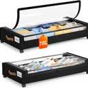 Yecaye Under Bed Storage with Wheels 2Pack, 70L Larger Capacity Under Bed Storage Containers, Underbed Shoe Storage Organizer, Rolling Under Bed Metal Drawers for Clothes, Blankets(35.5 x 17 x 6.7in) (Black)