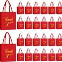 Honoson 30 Pcs Mini Gift Bag with Handle 4 x 2.75 x 4.5'' Small Thank You Bag Foil Paper Tote for Wedding Baby Shower Birthday Graduation and Mothers Day Party Favors(Red/Gold)