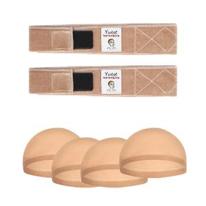 2 Pack Wig Grip Band - Velvet Wig Grips Adjustable Headband Stay Put No Slip Edge Saver (Beige+4 pcs Wig Cap)