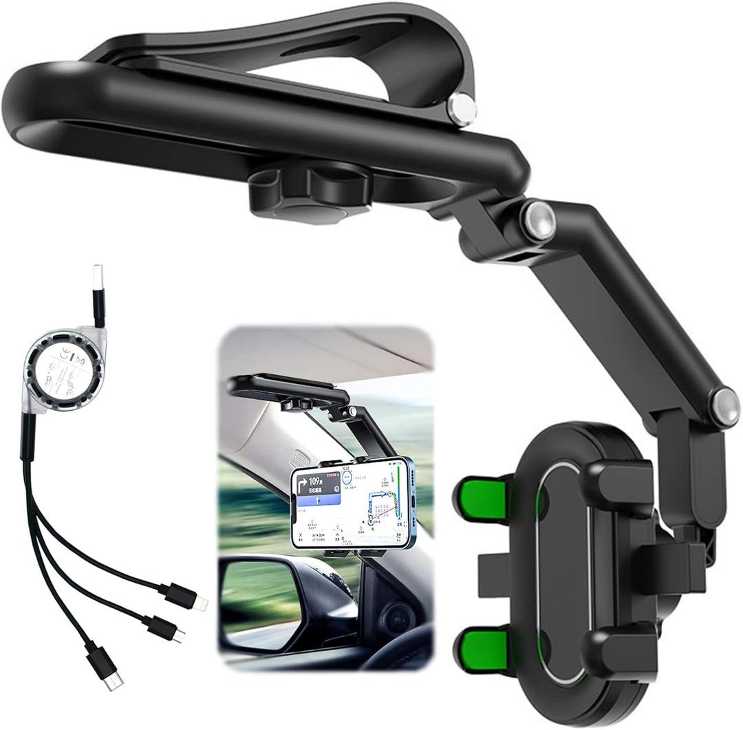 DOUBFIVSY 360 Rotatable Car Sun Visor Phone Holder, Compatible with iPhone 13 Pro Max/13 Pro/13/12 Pro Max/12 Pro/12, Galaxy z fold 3/ S21/S22, Stylish and Practical