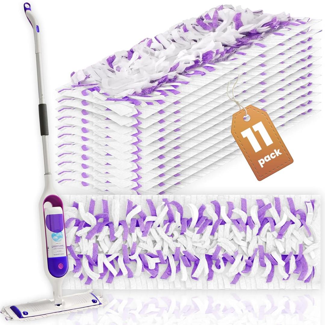 11 Pack Disposable Power Mop Pads Refills for Swiffer Power Mop,Multi-Surface Floor Cleaner for Tile, Vinyl, Laminate, Wood Floors - Safe for Kitchen, Bathroom & Home Use, Unscented