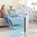 Tower Fan for Bedroom, Quiet Oscillating Floor Fans with 70°, Remote Control, 3 Modes, 3 Speeds, 12H Timer, 30" Bladeless Standing Fan for Home, Office, Living Room, White, Large