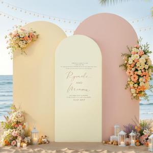 Ivory Arch Backdrop Cover 3 Set-7.2FT, 6.6FT, 6FT Spandex Fitted Wedding Arch Stand Covers for Baby Shower Birthday Party Bridal Shower Wedding Photo Balloon Arch Stand Background Decorations