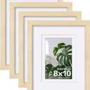 Egofine 8x10 Picture Frames Set of 4, Made of Solid Wood Covered by Plexiglass 4x6 and 5x7 with Mat or 8x10 without Mat, for Table Top Display and Wall Mounting Photo Frame Oak Wood
