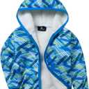JACKETOWN Boys Girls Hoodie Sweatshirt Toddler Zip Up Fleece Sherpa Lined Jacket Thick Warm School Hooded Outerwear (5-6 Years, Light Bluegeometry)