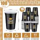 Ziliny 50 Pack Graduation Decorations 2026 16 oz Graduation Plastic Cups Congrats Grad Disposable Drinkware for Class of 2026 Grad Festivities Essential Graduate Party Favor Supplies (Black and Gold)