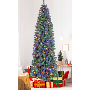 5Ft 
Feet Pre-Lit Blue Artificial Christmas Tree Slim 