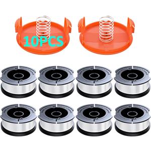 YWTESCH 10 Pack AF-100 Replacement Spool Line for Black+Decker - 0.065" Weed Eater String Trimmer Line Spool, 30ft Autofeed Weed Wacker Spool Refill for Black+Decker(8 Spool,2 Cap,2 Spring)