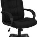 Flash Furniture Jessica High Back Black Fabric Executive Swivel Office Chair with Arms