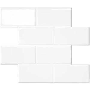 STICKGOO 10-Sheet Thicker Design Peel and Stick Subway Tile, Stick on Tiles Backsplash for Kitchen & Bathroom in White