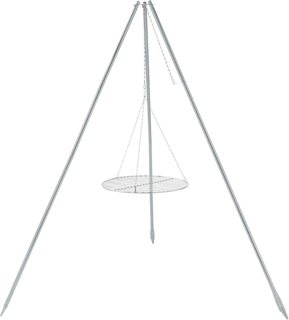 Coleman Tripod Campfire Grill & Lantern Hanger, Grill Grate with Adjustable Height for Cooking Over Fire, Steel Firepit Cooking Rack