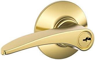 Schlage F51A MNH 605 Manhattan Lever Keyed Entry Lock, Bright Brass
