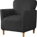 Stretch Chair Covers Banquet Armchair Slipcovers Luxury Velvet Armchair Sofa Covers Chair Slipcover Anti-Slip Furniture Protector for Living Room Friendly for Kids Pets (Black)