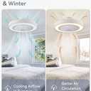LEDIARY 22in Enclosed Ceiling Fan with Light and Remote, White Modern Bladeless Ceiling Fan with Bright Light, Led Flush Mount Ceiling Fans for Bedroom, Living Room, Kid Room(6 Speeds, 3000-6000K)