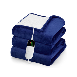 Heated Blanket Electric Throw 50"X60", Heating Blanket with 10 Heat Levels 1/2/4/6/8 Hours Auto-Off Overheat Protection, Flannel Sherpa Soft Warm Heater Blanket, ETL Certified Sea Blue