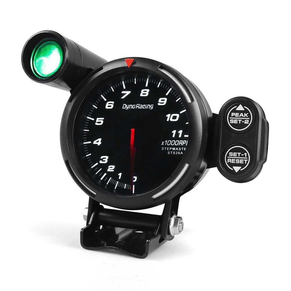 Dyno Racing 80MM Tachometer RPM Gauge High Speed Stepper Motor 7 Colors 0-11000 RPM Meter with Shift Light and Peak Warning