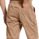 WORK IDEA Men's Cargo Shorts Cotton Drawstring Stretch Short Relaxed Fit (Brown, XXL)