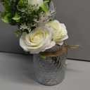 Faux Flowers with Vase,Artificial Silk Roses in Vase, Fake Plant Eucalyptus Flower Arrangement for Home Office Farmhouse Bathroom Dining Table Centerpiece Decorations Coffee Table Decor (White)