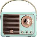 Dosmix Retro Bluetooth Speaker, Vintage Decor, Small Wireless Bluetooth Speaker, Cute Old Fashion Style for Kitchen Desk Bedroom Office Party Outdoor Kawaii for Android/iOS Devices (Blue)