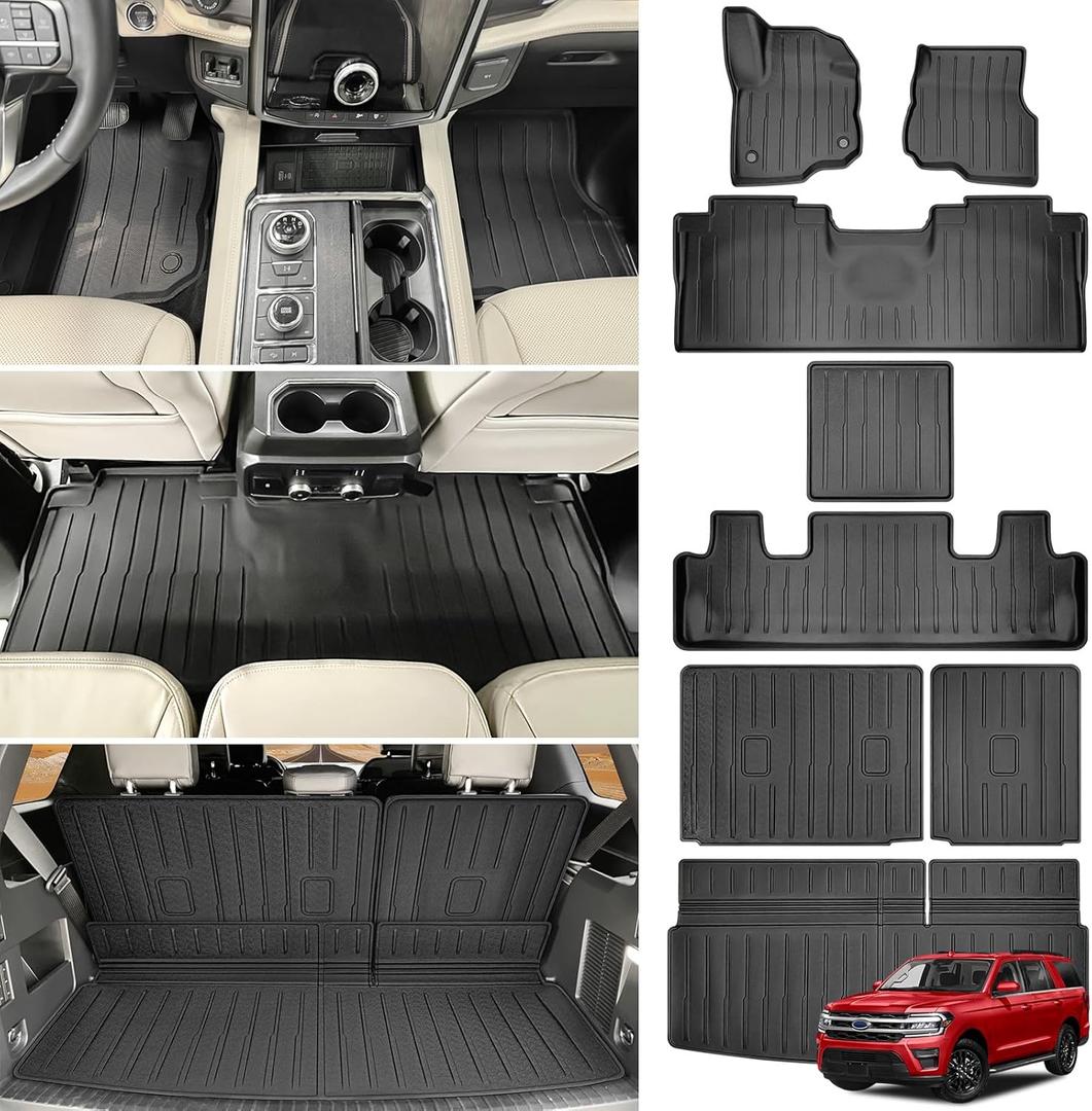 Cargo Mat with Floor Mat Fit For 2018-2024 Ford Expedition/Lincoln Navigator 7Seats Accessories(Not Max or L Models), Cargo Liner Floor Liner Seat Back Cover for Expedition/Navigator 2 Row Bucket Seat