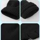 Glooarm 2 Pairs Fingerless Gloves for Women Men Winter Thick Caremere Warm Knit Stretchy Unisex Adults (Medium, Black, White)