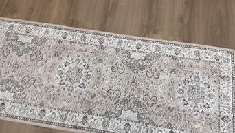 2'×4' Washable Area Rugs for Living Room: Non Slip Vintage Brown Rug, Large Soft Stain Resistant Indoor Floor Carpets for Bedroom Dining Room Farmhouse Nursery Home Office