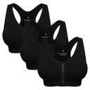 Women's Zip Front Sports Bra Wireless Post-Surgery Bra Padded Surgical Bra Front Closure Comfortable Racerback Yoga Workout Compression Sport Bras Multipack Zipper Up Bras (XXX-Large, 2 Pack Black)