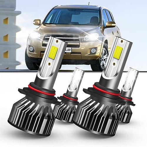 SPBRTBUB fit for TOYOTA RAV4 (2006-2012) &（1998-2000 LED Headlight Bulbs, 9005/HB3 High Beam and 9006/HB4 Low Beam,Pack of 4