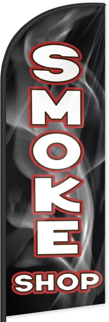 Smoke Feather Flag for Business Advertising 6 FT Swooper Flag for Storefronts Retailers Shops Food Trucks Events and Fairs (Flagpole Not Included)